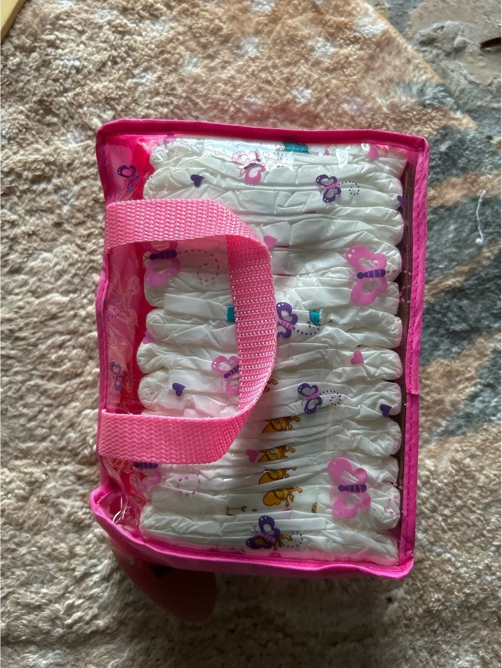 12 Piece Doll Diapers with Pink Carrying Case